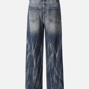 Concert Outfit Tie Dyed Wrinkled Effect Straight Jeans