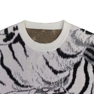 Concert Outfit Tiger Crew Neck Knitted Sweater