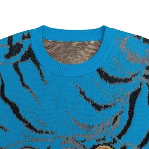 Concert Outfit Tiger Crew Neck Knitted Sweater