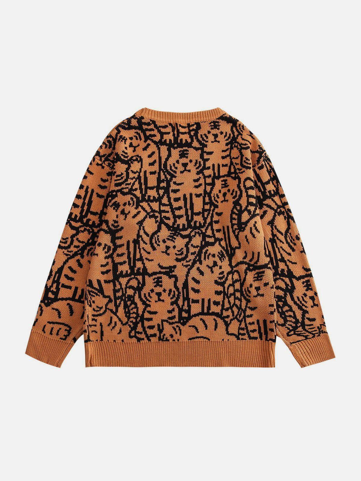 Concert Outfit Tiger Pattern Knit Sweater Concert Outfit Tiger Pattern Knit Sweater