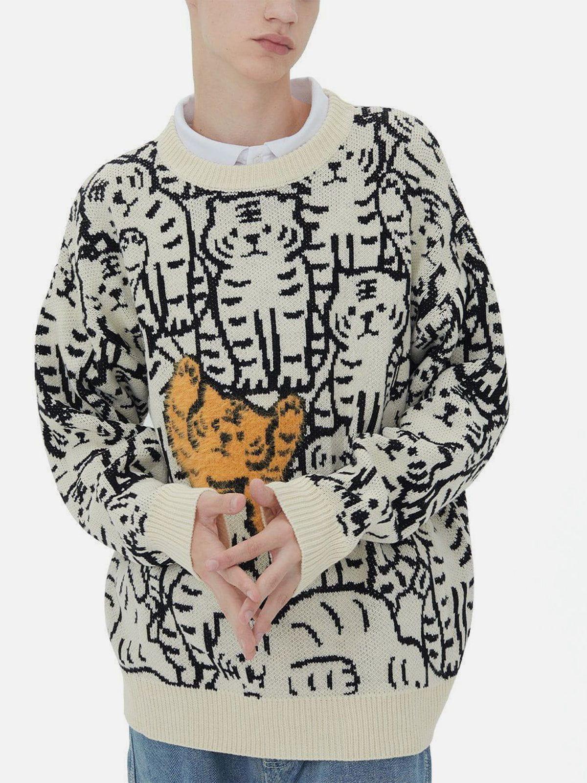 Concert Outfit Tiger Pattern Knit Sweater Concert Outfit Tiger Pattern Knit Sweater