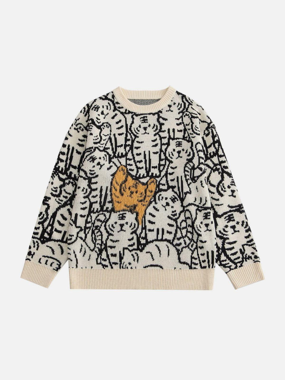 Concert Outfit Tiger Pattern Knit Sweater Concert Outfit Tiger Pattern Knit Sweater