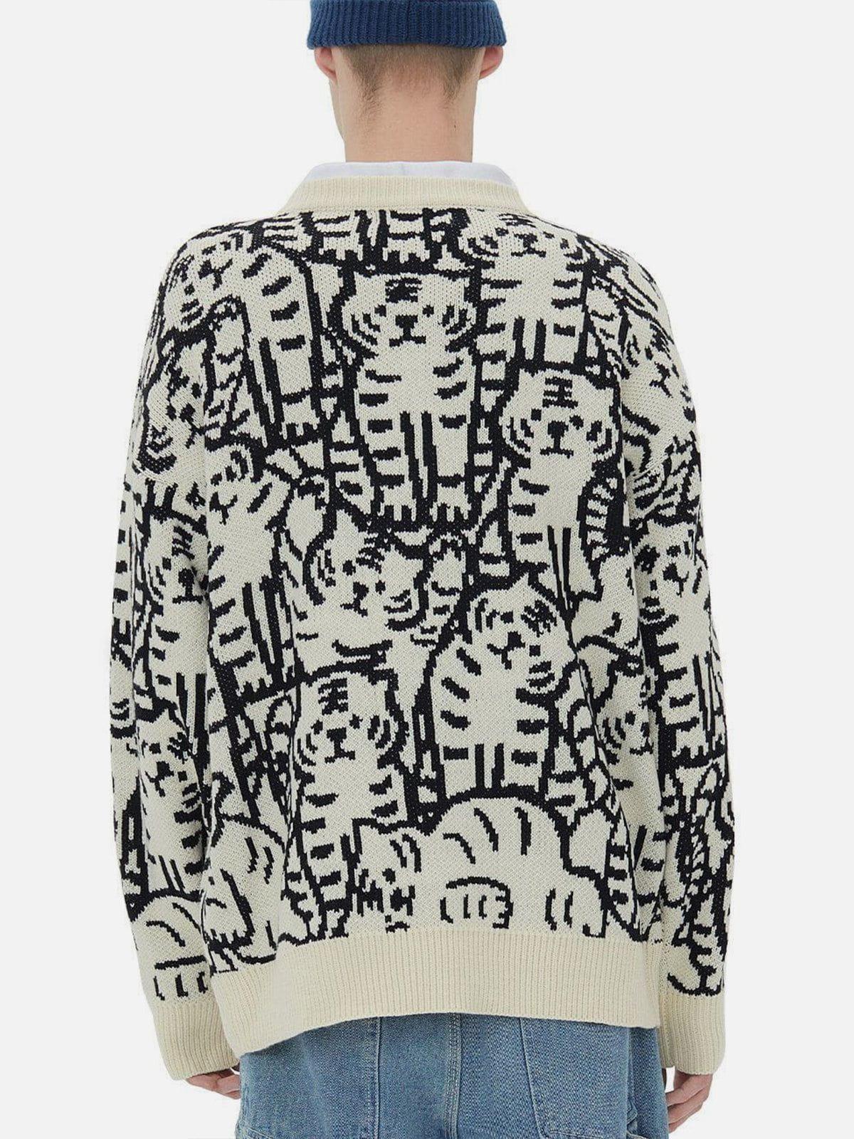Concert Outfit Tiger Pattern Knit Sweater Concert Outfit Tiger Pattern Knit Sweater