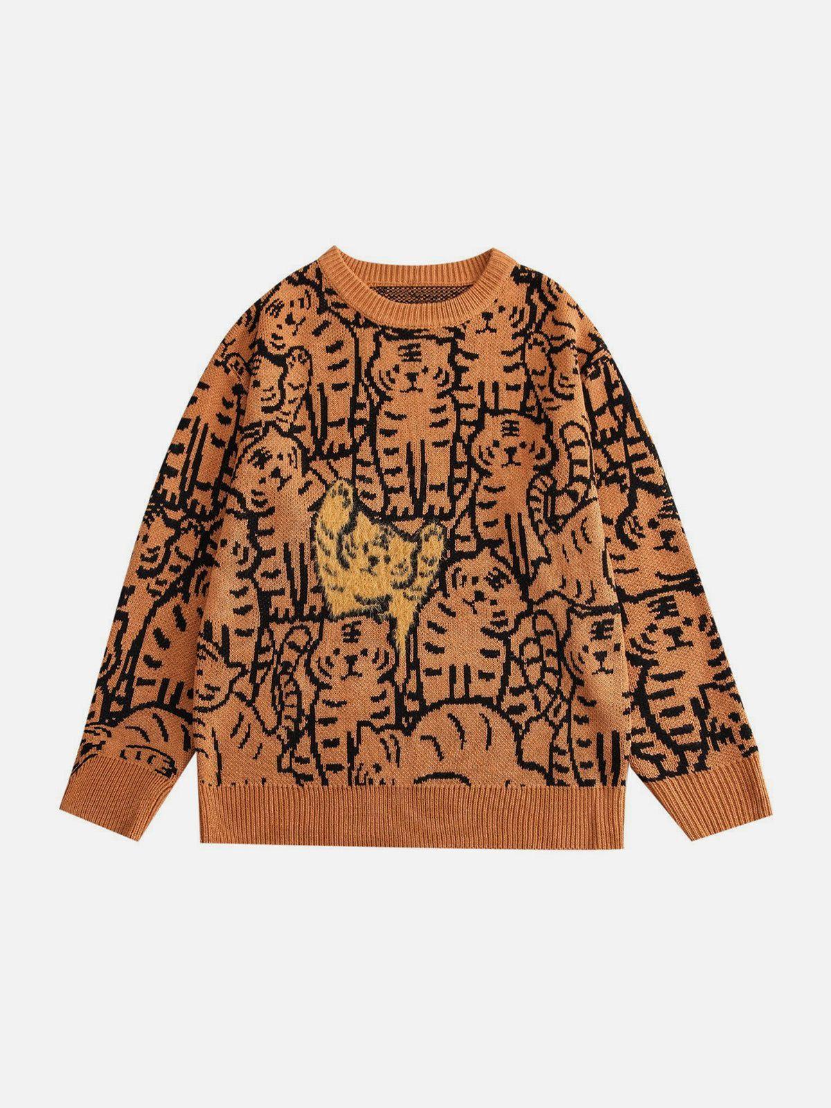 Concert Outfit Tiger Pattern Knit Sweater Concert Outfit Tiger Pattern Knit Sweater