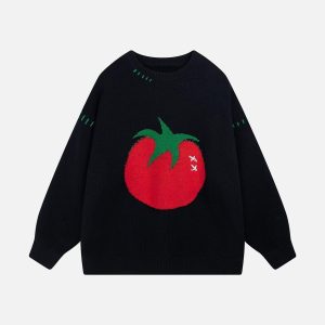 Concert Outfit Tomato Jacquard Sweater