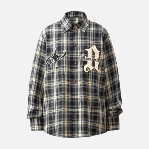 Concert Outfit Towel Embroidered Plaid Shirt