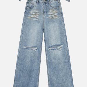 Concert Outfit Trendy Wide-Leg Ripped Jeans