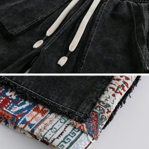Concert Outfit Tribe Culture Pattern Washed Jorts