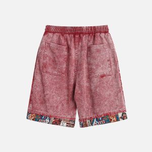 Concert Outfit Tribe Culture Pattern Washed Jorts