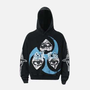 Concert Outfit Triple Eye Graphic Hoodie