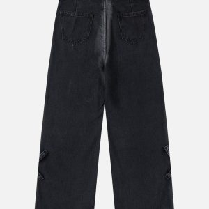 Concert Outfit Turn-Over Waistband Wide-Leg Jeans