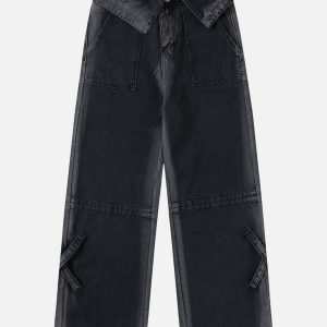 Concert Outfit Turn-Over Waistband Wide-Leg Jeans