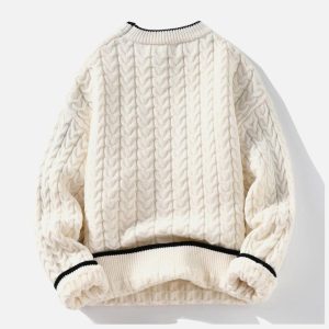 Concert Outfit Twist Patchwork Knit Sweater