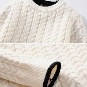 Concert Outfit Twist Patchwork Knit Sweater