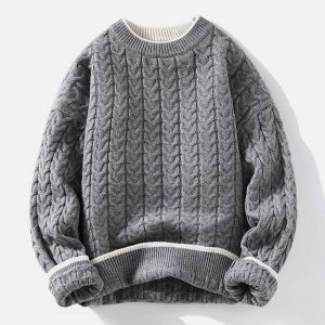 Concert Outfit Twist Patchwork Knit Sweater