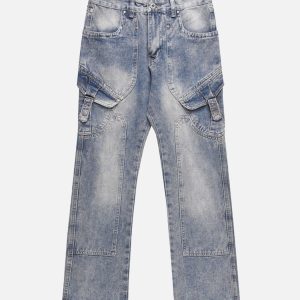 Concert Outfit Versatile Multi-Pocket Straight-Leg Jeans