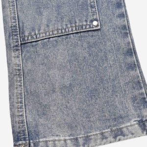 Concert Outfit Versatile Multi-Pocket Straight-Leg Jeans