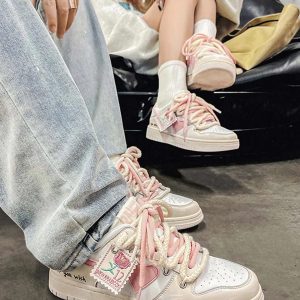 Concert Outfit Versatile Rose Stamp Print Board Casual Shoes