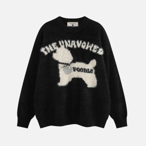 Concert Outfit Vinatge Cartoon Dog Cleanfit Sweater