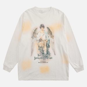 Concert Outfit Vintage Angel Graphic Long Sleeve T-Shirt