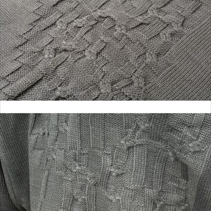 Concert Outfit Vintage Asymmetric Woven Knit Hoodie