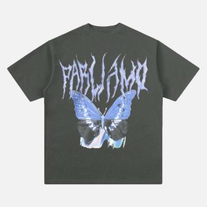 Concert Outfit Vintage Butterfly Print Loose T-Shirt