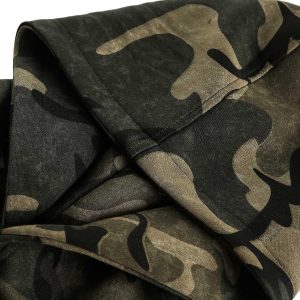 Concert Outfit Vintage Camouflage Flame Heart Print Hoodie