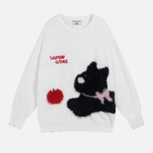 Concert Outfit Vintage Cartoon Little Dog Leisure Sweater