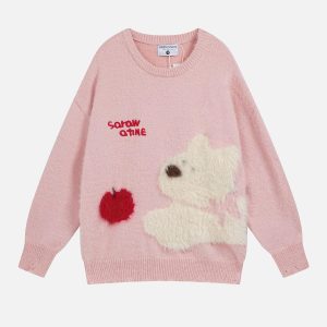 Concert Outfit Vintage Cartoon Little Dog Leisure Sweater