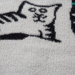 Concert Outfit Vintage Cat Jacquard Knit Cardigan