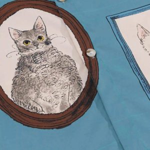 Concert Outfit Vintage Cat Print Short Sleeve Shirt