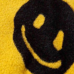Concert Outfit Vintage Contrasting Smiley Face Sweater