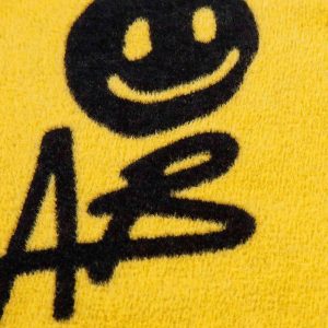 Concert Outfit Vintage Contrasting Smiley Face Sweater