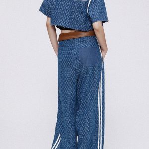 Concert Outfit Vintage Denim Jacquard Baggy Jeans