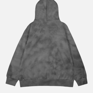 Concert Outfit Vintage Dirty Tie-Dye Half Zip-Up Hoodie