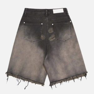 Concert Outfit Vintage Distressed Denim Gradient Shorts