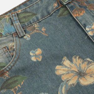 Concert Outfit Vintage Distressed Floral Jeans