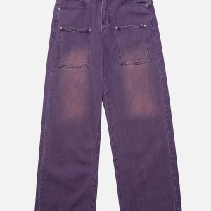 Concert Outfit Vintage Distressed Large Pocket Jeans