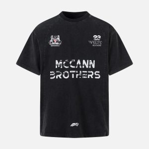 Concert Outfit Vintage Distressed Letter Print T-Shirt