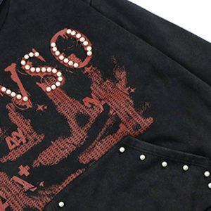 Concert Outfit Vintage Distressed Pearls Hoodie