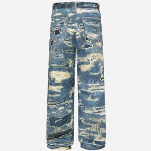 Concert Outfit Vintage Distressed Print 'Ripped' Jeans