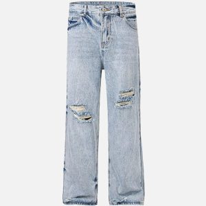 Concert Outfit Vintage Distressed Slim Straight-Leg Jeans