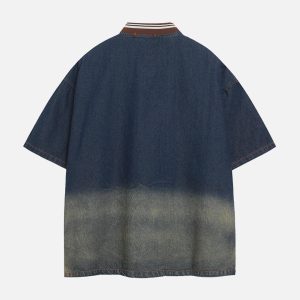 Concert Outfit Vintage Distressed Washed Gradient Denim T-Shirt