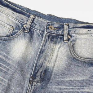 Concert Outfit Vintage Distressed Washed Straight Jeans