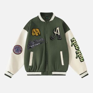 Concert Outfit Vintage Embroidered Baseball Jacket