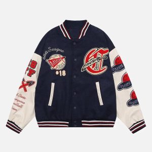 Concert Outfit Vintage Flock Print Varsity Jacket