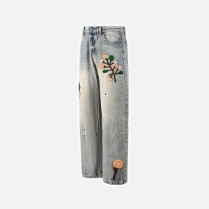 Concert Outfit Vintage Floral Towel Embroidered Jeans