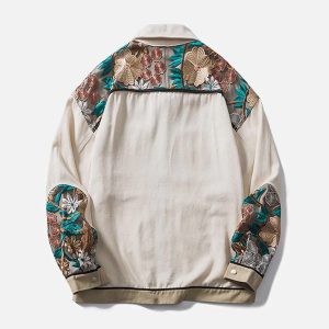 Concert Outfit Vintage Flower Embroidery Stitching Jacket