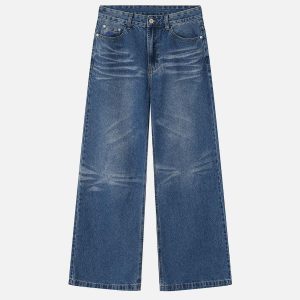 Concert Outfit Vintage Folds Loose Jeans