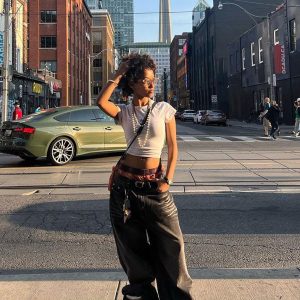 Concert Outfit Vintage Folds Loose Jeans